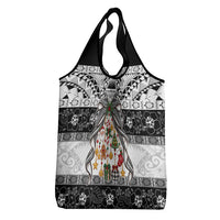 Polynesian Tribal Pattern Christmas Bow Grocery Bag