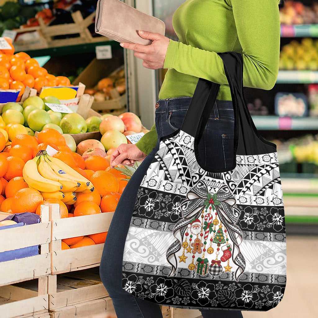 Polynesian Tribal Pattern Christmas Bow Grocery Bag