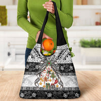 Polynesian Tribal Pattern Christmas Bow Grocery Bag
