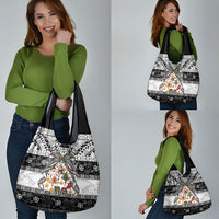 Polynesian Tribal Pattern Christmas Bow Grocery Bag