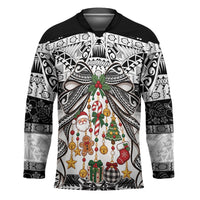 Polynesian Tribal Pattern Christmas Bow Hockey Jersey