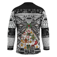 Polynesian Tribal Pattern Christmas Bow Hockey Jersey