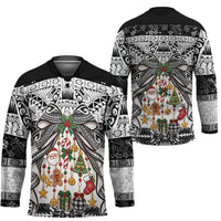 Polynesian Tribal Pattern Christmas Bow Hockey Jersey
