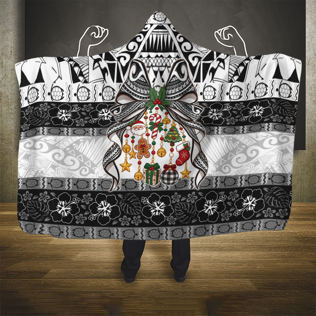Polynesian Tribal Pattern Christmas Bow Hooded Blanket LT9 - Polynesian Pride