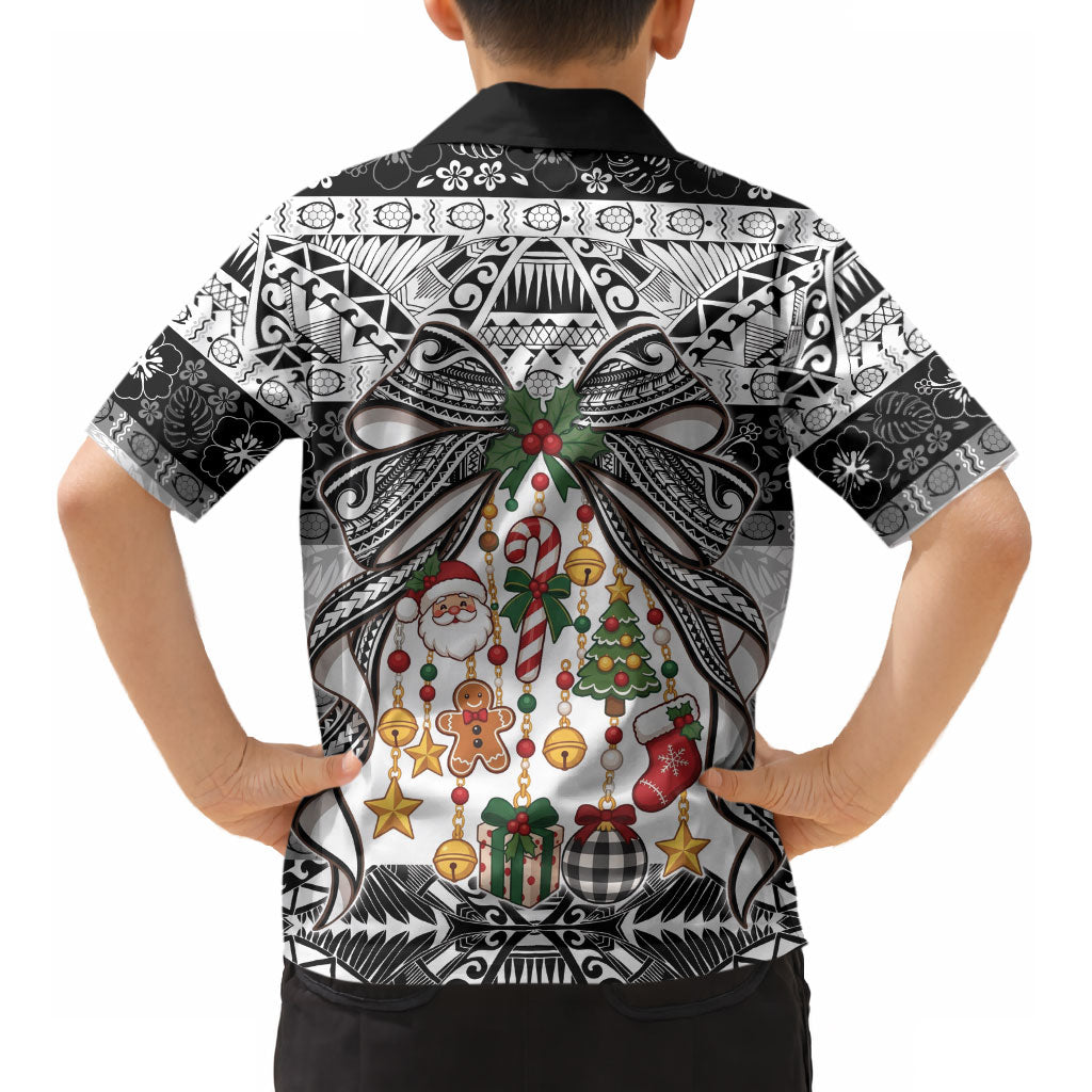 Polynesian Tribal Pattern Christmas Bow Kid Hawaiian Shirt LT9 - Polynesian Pride