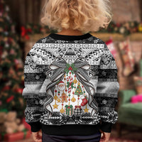 Polynesian Tribal Pattern Christmas Bow Kid Ugly Christmas Sweater