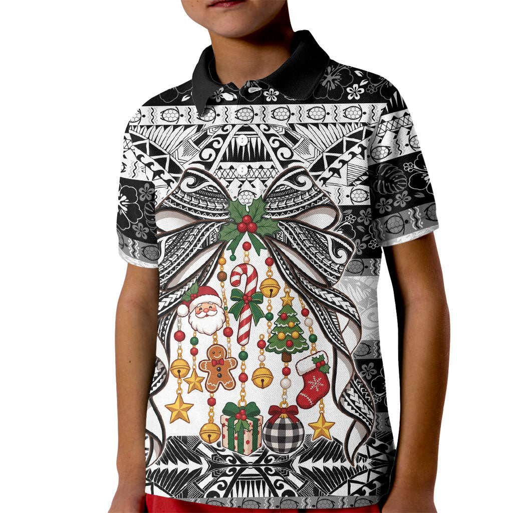 Polynesian Tribal Pattern Christmas Bow Kid Polo Shirt LT9 Kid Multicolor - Polynesian Pride