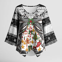 Polynesian Tribal Pattern Christmas Bow Kimono Sleeve Blouse LT9 Female Multicolor - Polynesian Pride