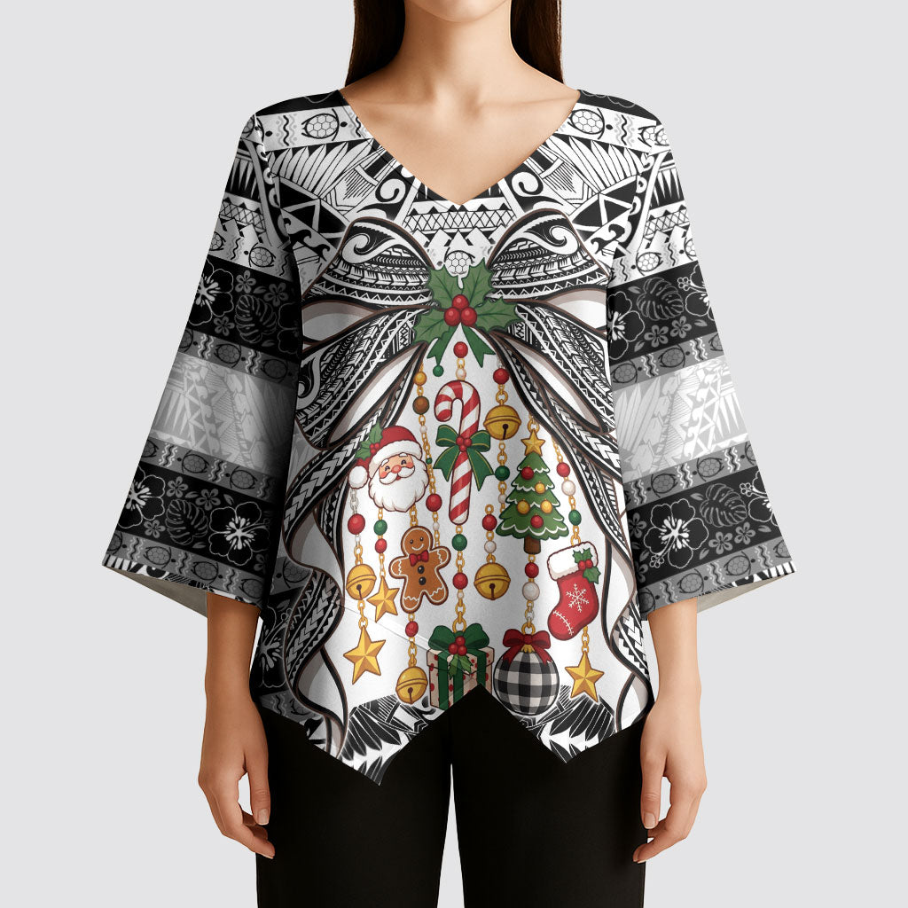 Polynesian Tribal Pattern Christmas Bow Kimono Sleeve Blouse LT9 - Polynesian Pride