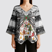 Polynesian Tribal Pattern Christmas Bow Kimono Sleeve Blouse LT9 - Polynesian Pride