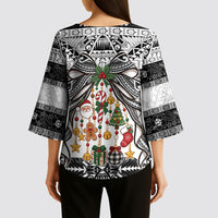 Polynesian Tribal Pattern Christmas Bow Kimono Sleeve Blouse LT9 - Polynesian Pride