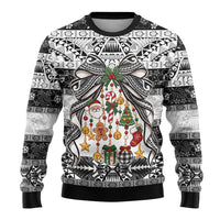 Polynesian Tribal Pattern Christmas Bow Ugly Christmas Sweater LT9 - Polynesian Pride