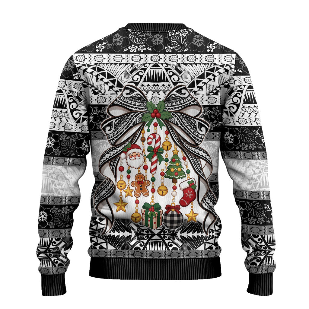 Polynesian Tribal Pattern Christmas Bow Ugly Christmas Sweater LT9 - Polynesian Pride