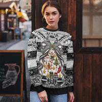 Polynesian Tribal Pattern Christmas Bow Ugly Christmas Sweater LT9 - Polynesian Pride