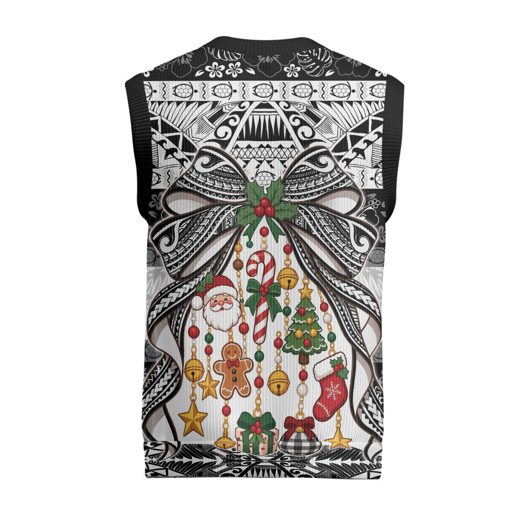Polynesian Tribal Pattern Christmas Bow Christmas Knitted V-Neck Vest LT9 - Polynesian Pride