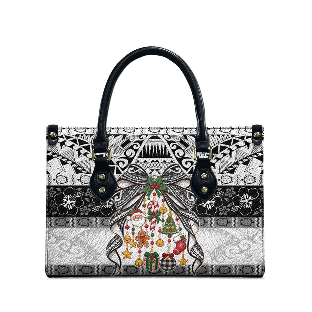 Polynesian Tribal Pattern Christmas Bow Leather Bag LT9 - Polynesian Pride
