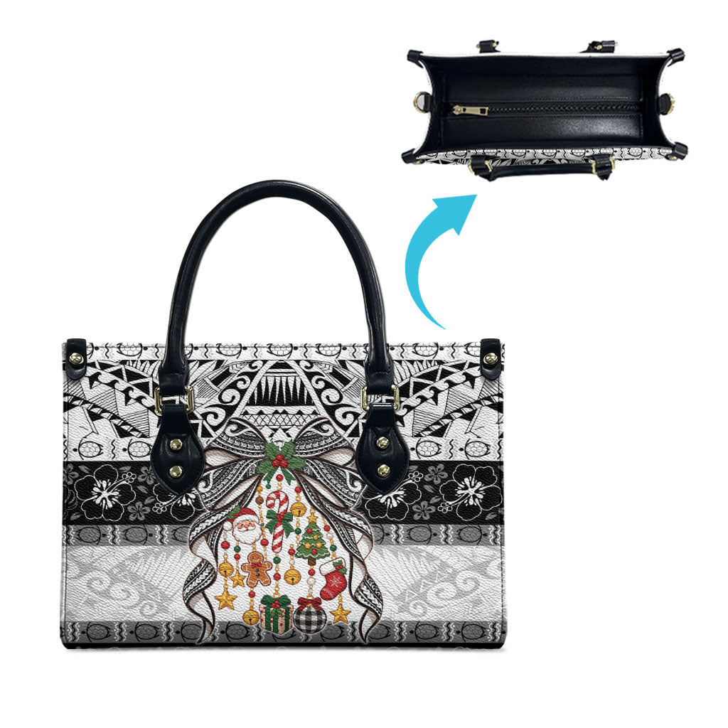Polynesian Tribal Pattern Christmas Bow Leather Bag LT9 - Polynesian Pride