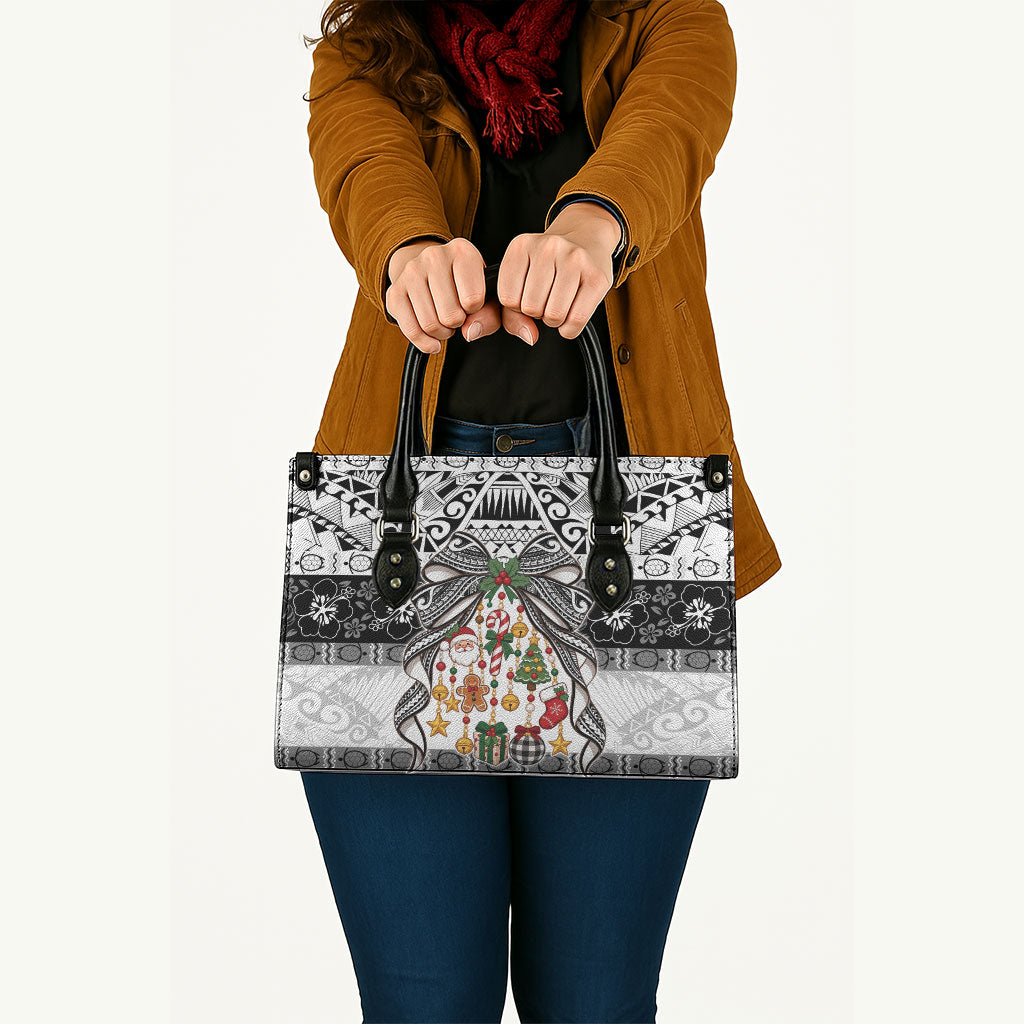 Polynesian Tribal Pattern Christmas Bow Leather Bag LT9 - Polynesian Pride