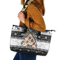 Polynesian Tribal Pattern Christmas Bow Leather Tote Bag LT9 Multicolor - Polynesian Pride
