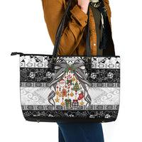 Polynesian Tribal Pattern Christmas Bow Leather Tote Bag LT9 - Polynesian Pride