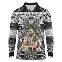 Polynesian Tribal Pattern Christmas Bow Long Sleeve Polo Shirt