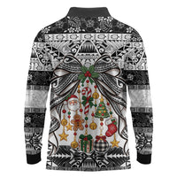 Polynesian Tribal Pattern Christmas Bow Long Sleeve Polo Shirt