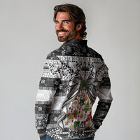 Polynesian Tribal Pattern Christmas Bow Long Sleeve Polo Shirt