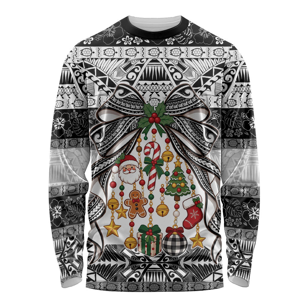 Polynesian Tribal Pattern Christmas Bow Long Sleeve Shirt LT9 Unisex Multicolor - Polynesian Pride