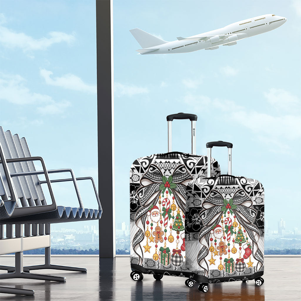 Polynesian Tribal Pattern Christmas Bow Luggage Cover