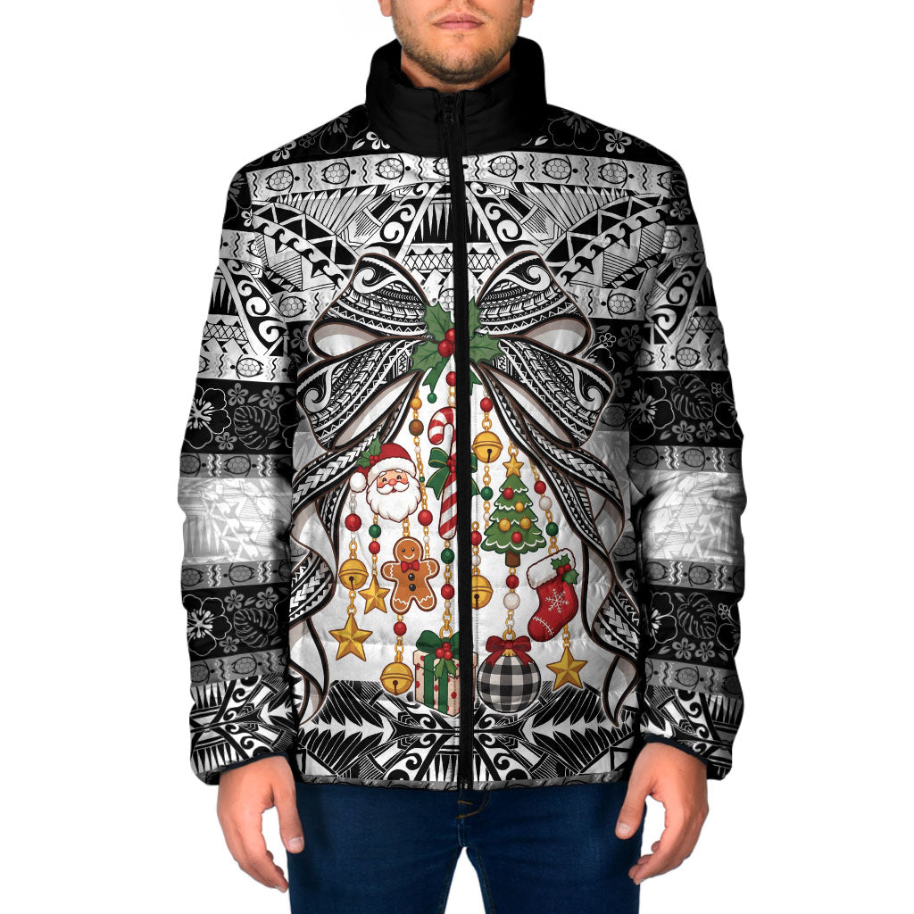 Polynesian Tribal Pattern Christmas Bow Padded Jacket