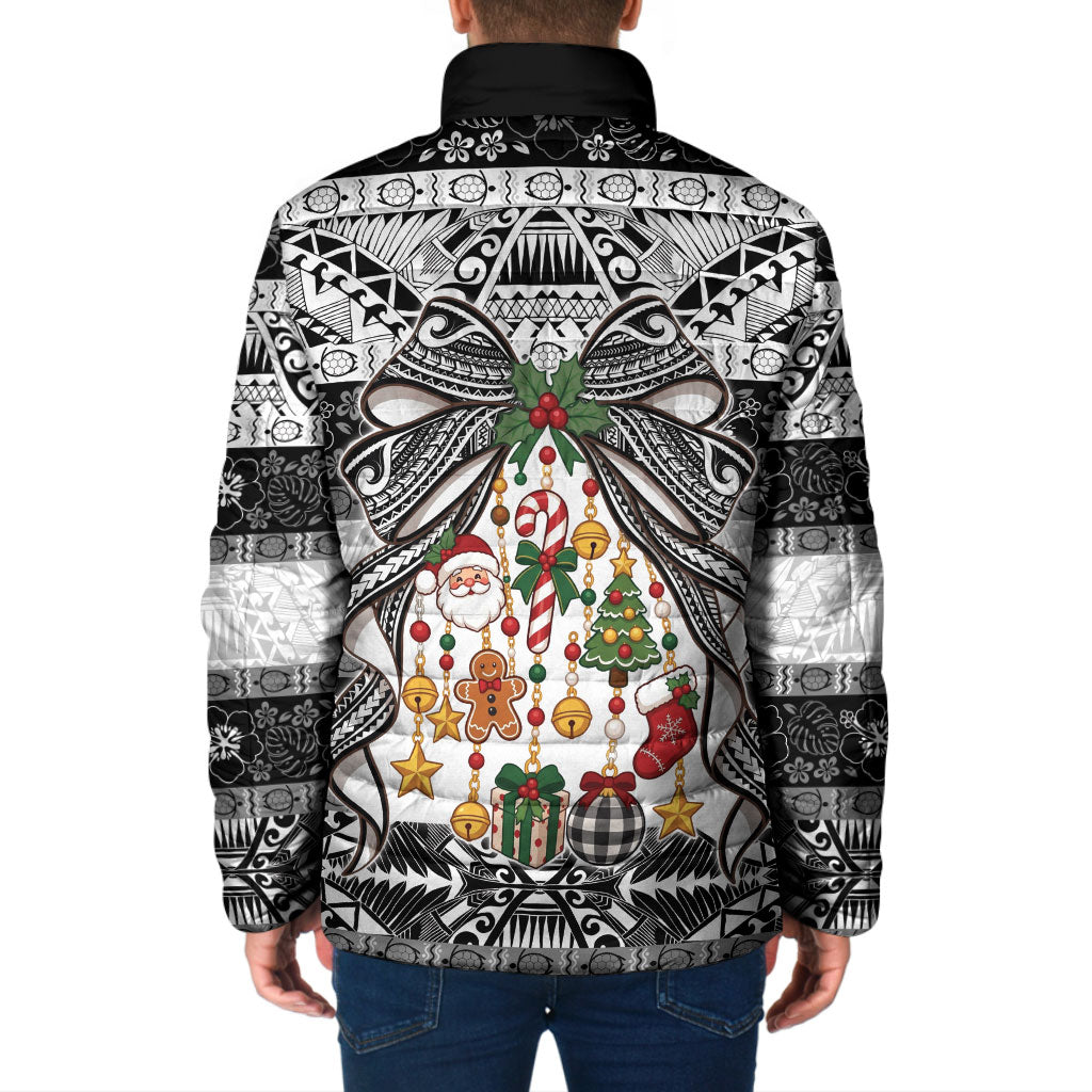 Polynesian Tribal Pattern Christmas Bow Padded Jacket