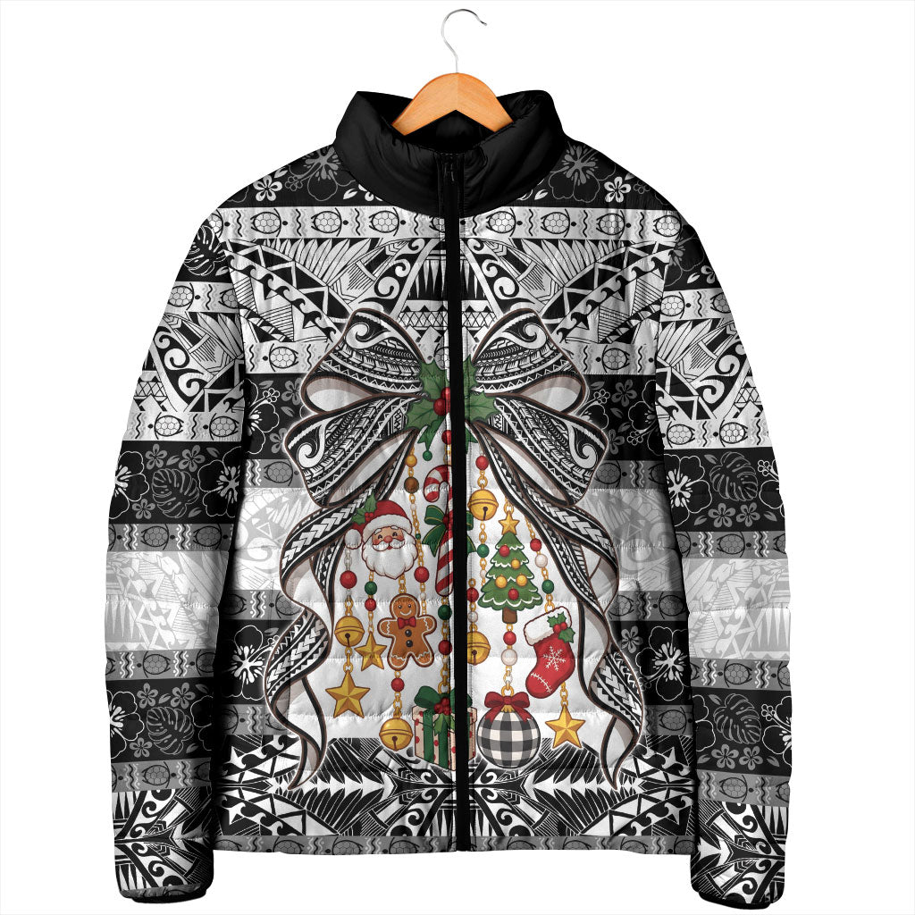 Polynesian Tribal Pattern Christmas Bow Padded Jacket