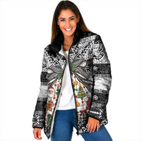 Polynesian Tribal Pattern Christmas Bow Padded Jacket