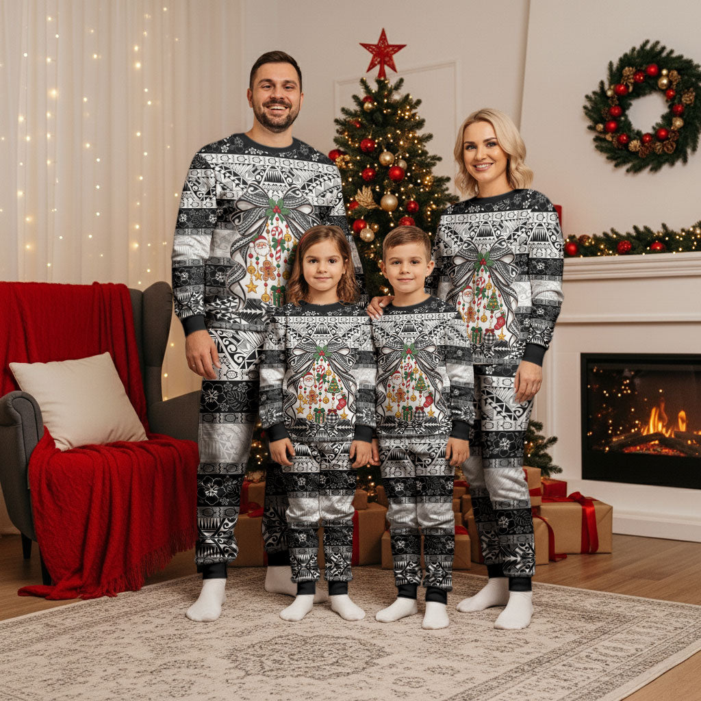 Polynesian Tribal Pattern Christmas Bow Christmas Pajama Set LT9 - Polynesian Pride