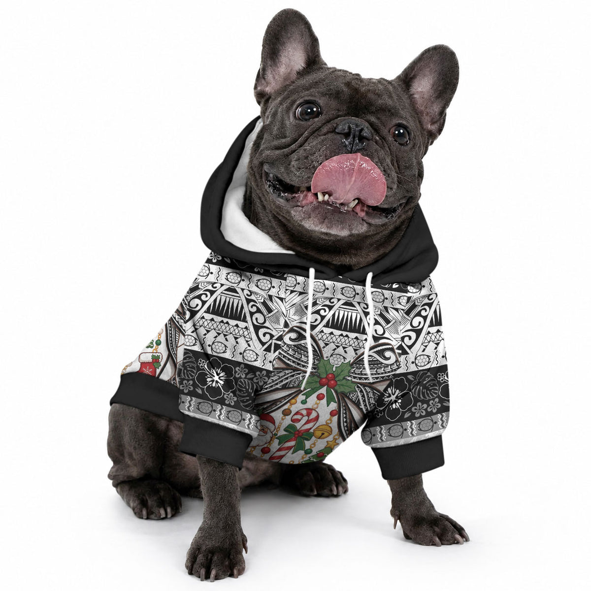 Polynesian Tribal Pattern Christmas Bow Pet Hoodie