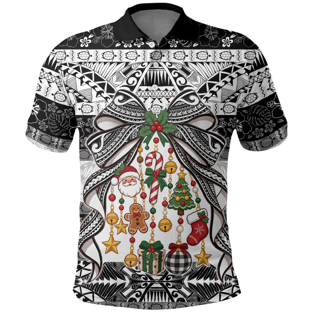 Polynesian Tribal Pattern Christmas Bow Polo Shirt