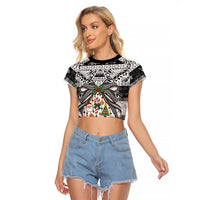 Polynesian Tribal Pattern Christmas Bow Raglan Cropped T Shirt LT9 Female Multicolor - Polynesian Pride