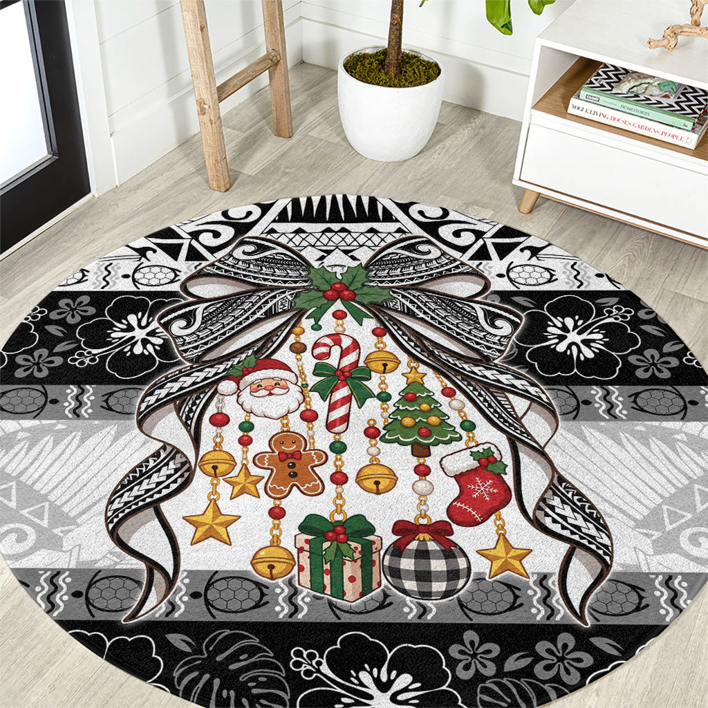 Polynesian Tribal Pattern Christmas Bow Round Carpet LT9 Multicolor - Polynesian Pride