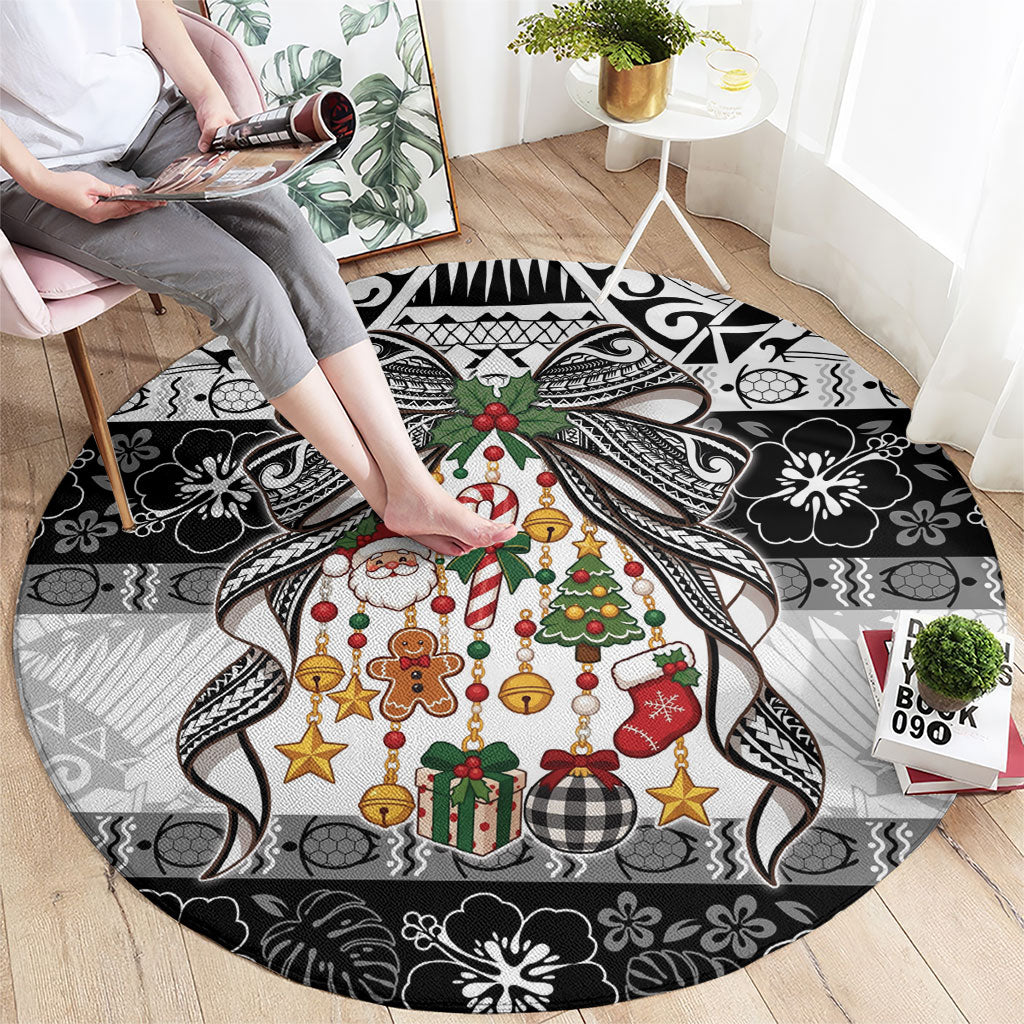 Polynesian Tribal Pattern Christmas Bow Round Carpet LT9 - Polynesian Pride