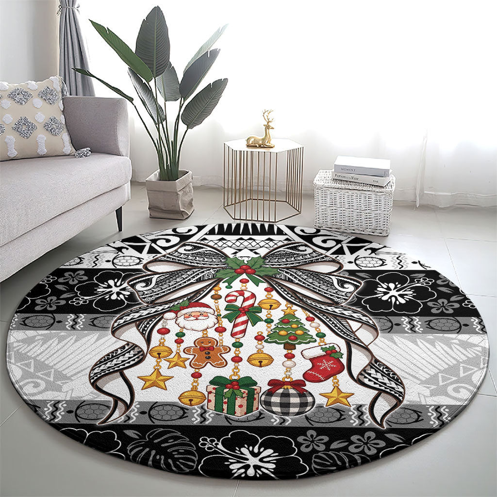 Polynesian Tribal Pattern Christmas Bow Round Carpet LT9 - Polynesian Pride