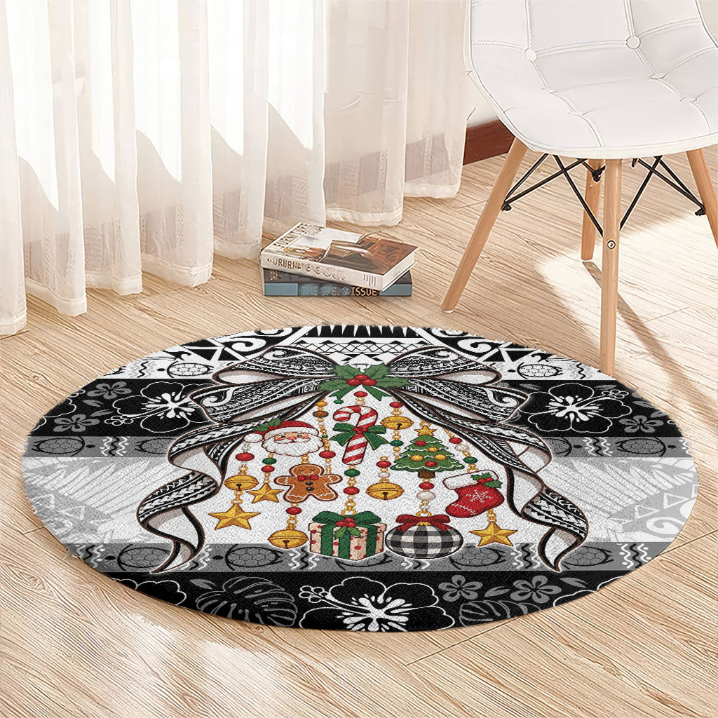 Polynesian Tribal Pattern Christmas Bow Round Carpet LT9 - Polynesian Pride