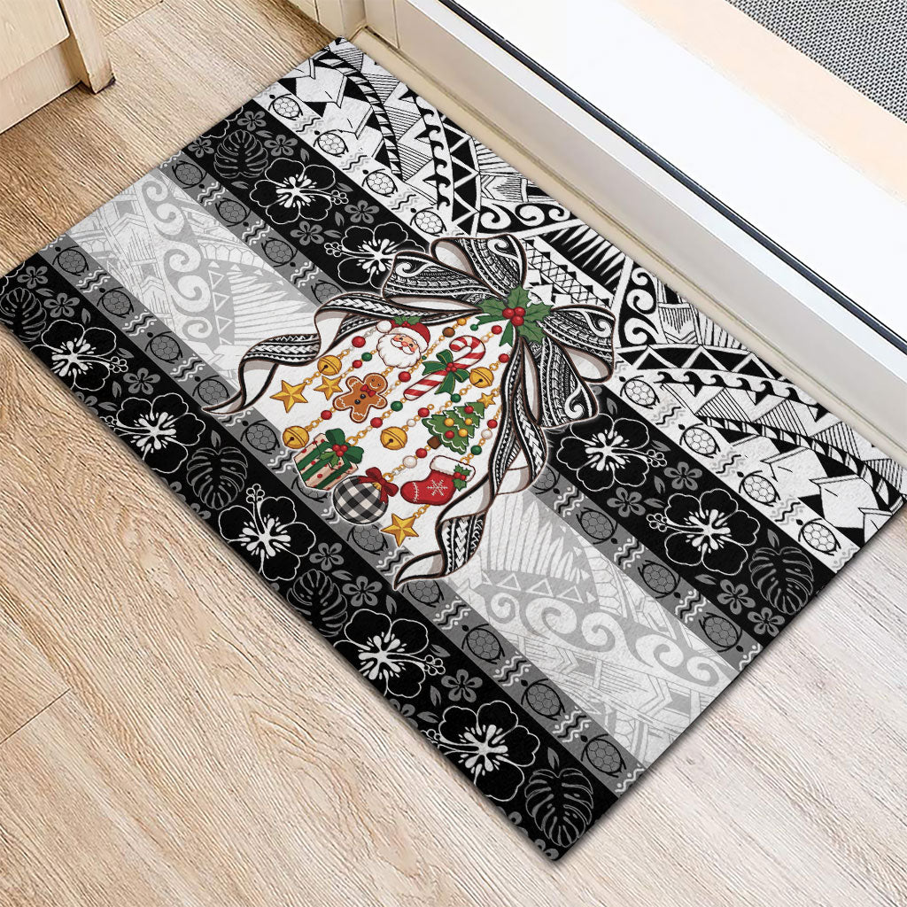 Polynesian Tribal Pattern Christmas Bow Rubber Doormat LT9 - Polynesian Pride