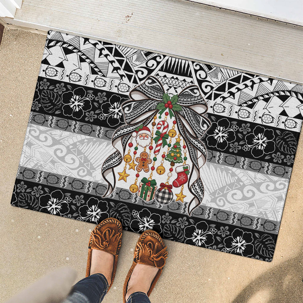 Polynesian Tribal Pattern Christmas Bow Rubber Doormat LT9 - Polynesian Pride