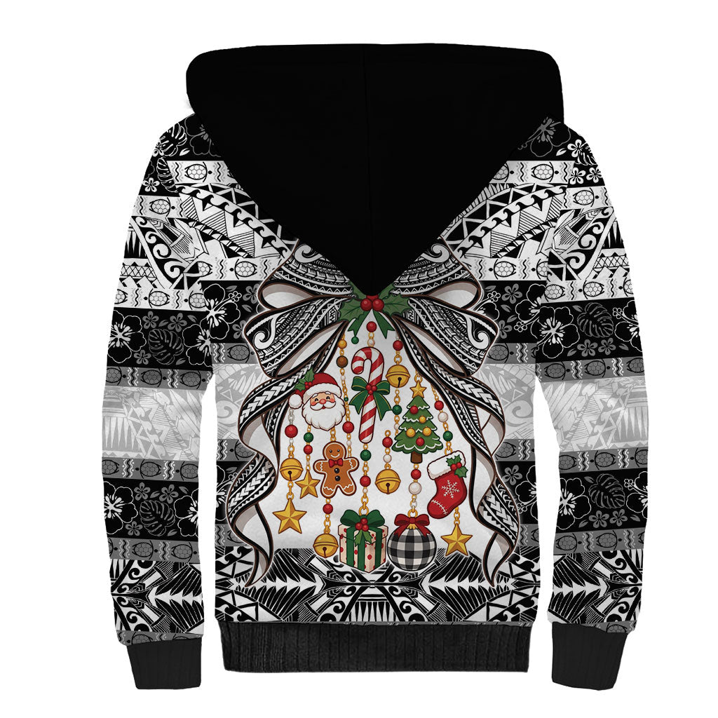 Polynesian Tribal Pattern Christmas Bow Sherpa Hoodie LT9 - Polynesian Pride