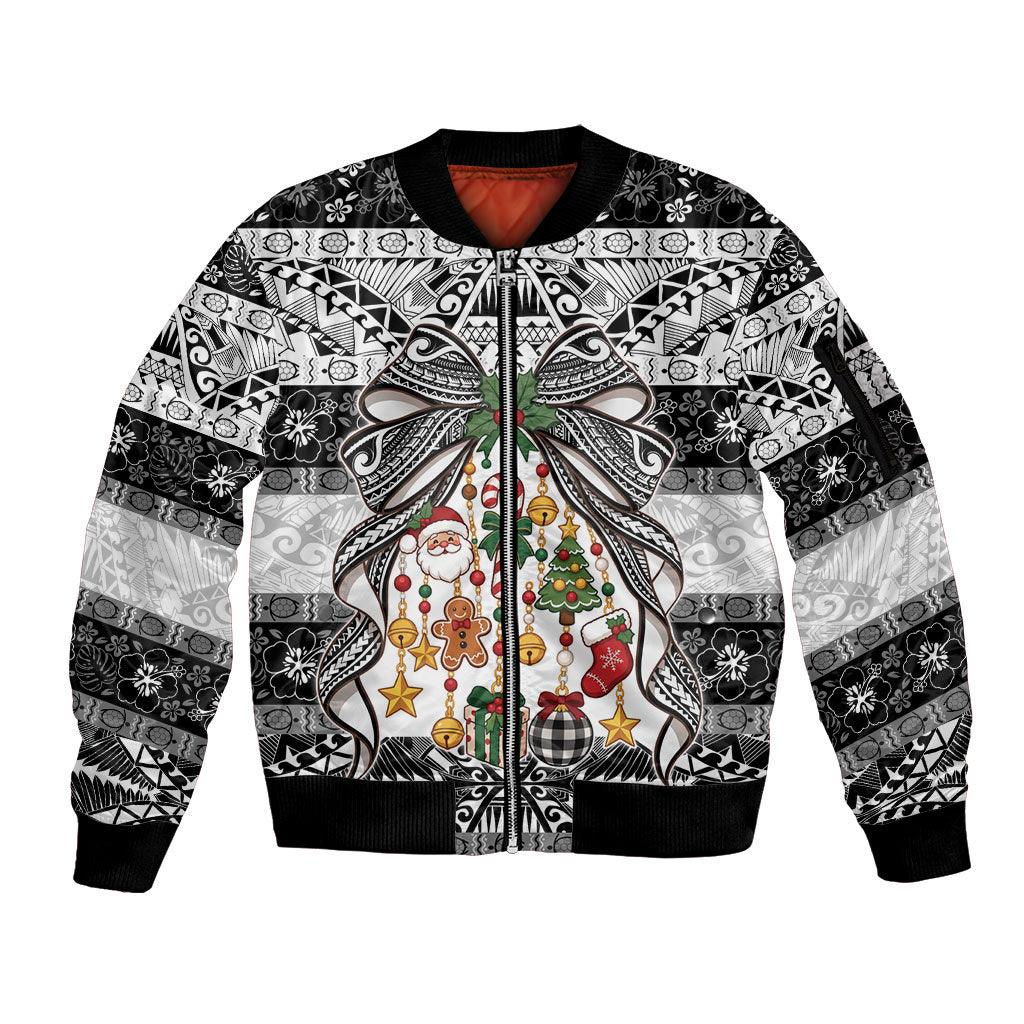 Polynesian Tribal Pattern Christmas Bow Sleeve Zip Bomber Jacket LT9 Unisex Multicolor - Polynesian Pride