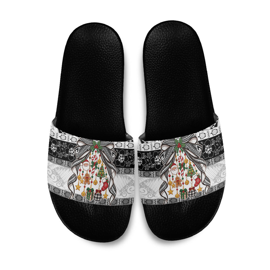 Polynesian Tribal Pattern Christmas Bow Slide Sandals