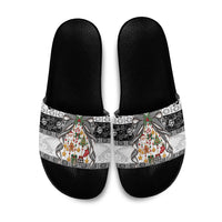 Polynesian Tribal Pattern Christmas Bow Slide Sandals