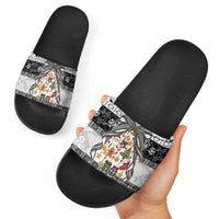 Polynesian Tribal Pattern Christmas Bow Slide Sandals