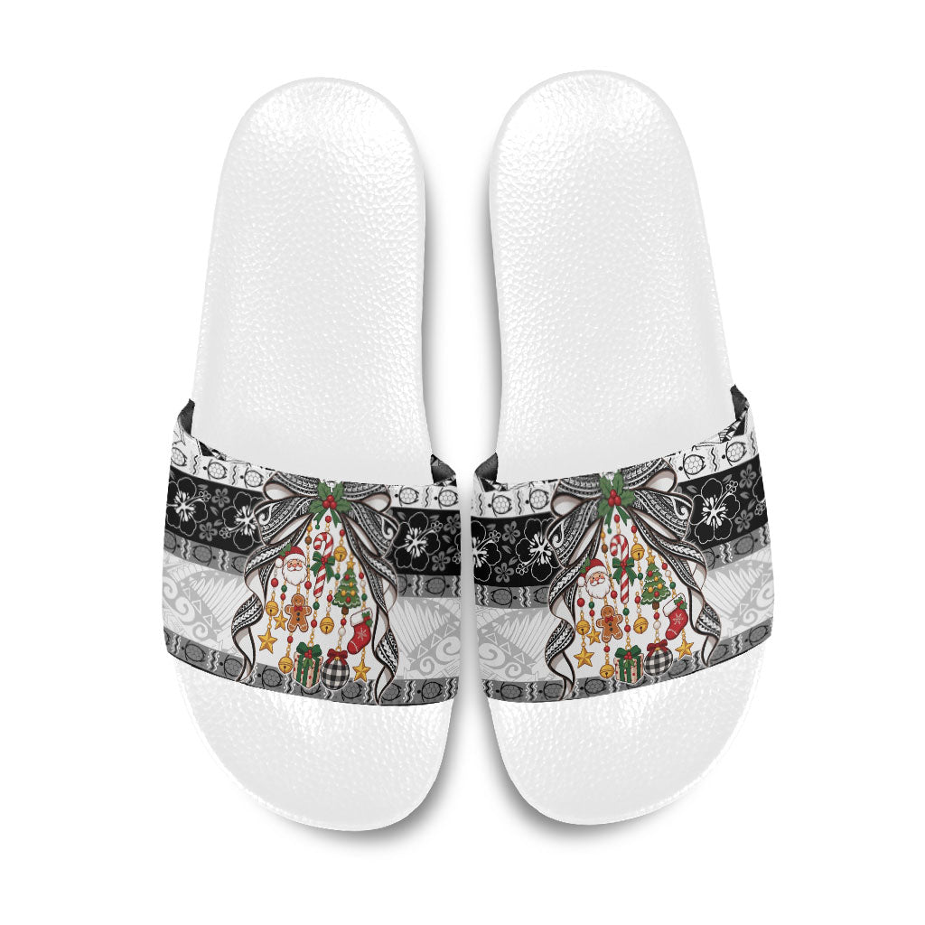Polynesian Tribal Pattern Christmas Bow Slide Sandals