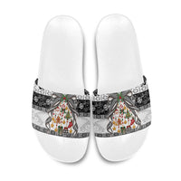 Polynesian Tribal Pattern Christmas Bow Slide Sandals